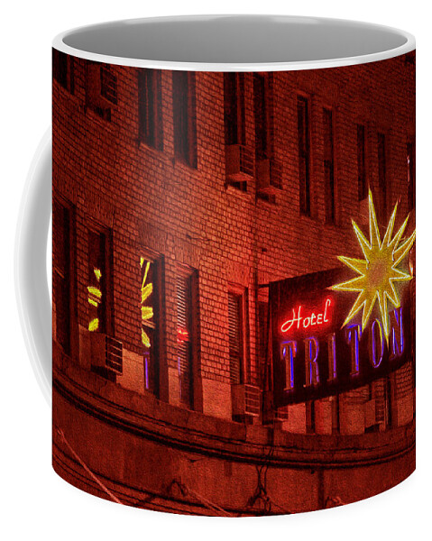 Bonnie Follett Coffee Mug featuring the photograph Hotel Triton Neon Sign by Bonnie Follett