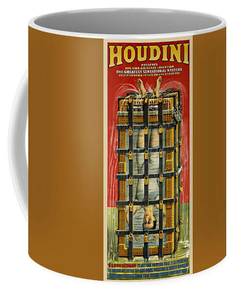 Houdini Coffee Mug featuring the photograph Houdini Advertisement 1916 by Andrew Fare