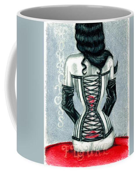 Erotic Coffee Mug featuring the drawing Hourglass Figure by Scarlett Royale