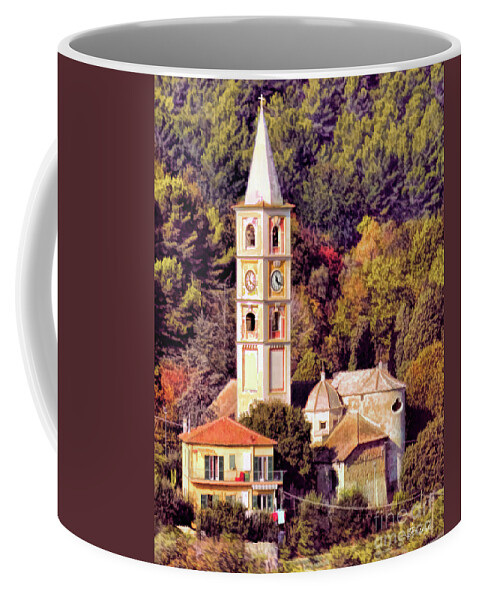 Italy Coffee Mug featuring the digital art House, Church and Castle by Jennie Breeze