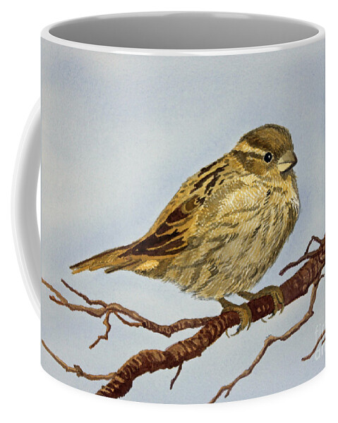 Sparrow Coffee Mug featuring the painting House Sparrow by Norma Appleton