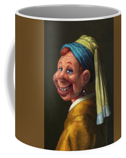 Howdy Doody Coffee Mug featuring the painting Howdy with a Pearl Earring by James W Johnson