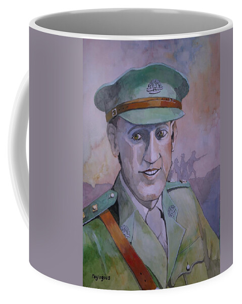 Victoria Cross Coffee Mug featuring the painting Hugo Throssel VC by Ray Agius