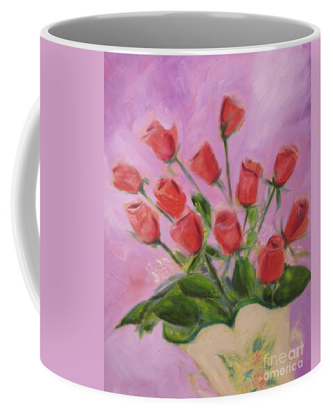 Art Coffee Mug featuring the painting Hull Roses by Karen Francis