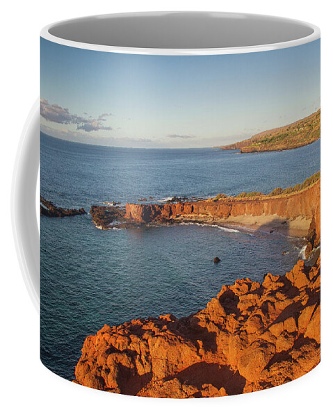 Lanai Sunrise Coffee Mug featuring the photograph Hulopoe beach sunrise by Kunal Mehra