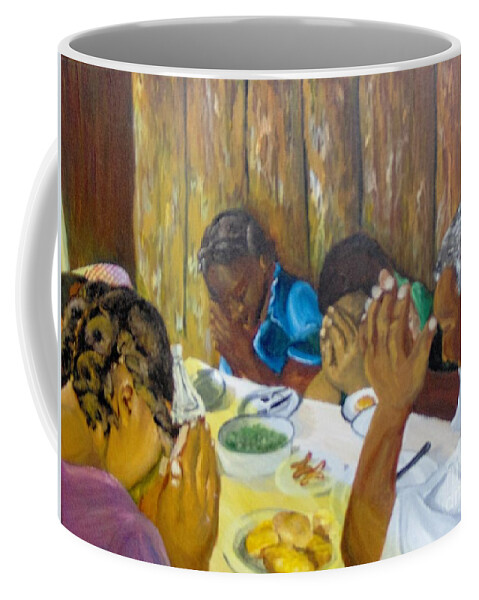 Prayer Coffee Mug featuring the painting Humble Gratitude by Saundra Johnson