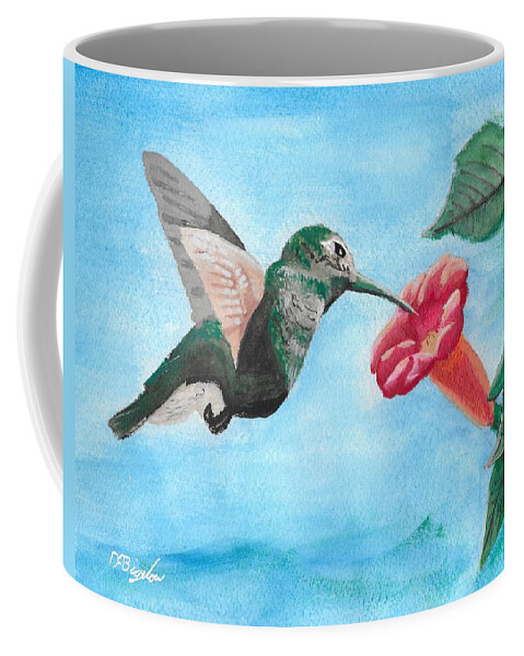 Trumpet Creeper Coffee Mug featuring the painting Hummingbird Trumpet by David Bigelow