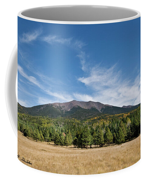 Arizona Coffee Mug featuring the photograph Humphreys Peak from Hart Prairie by Jeff Goulden