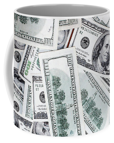 Cash Coffee Mug featuring the photograph Hundred Dollar Bills by Gravityx9 Designs