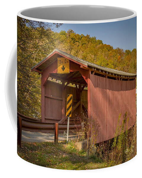 America Coffee Mug featuring the photograph Hundred or Fish Creek Covered Bridge by Jack R Perry