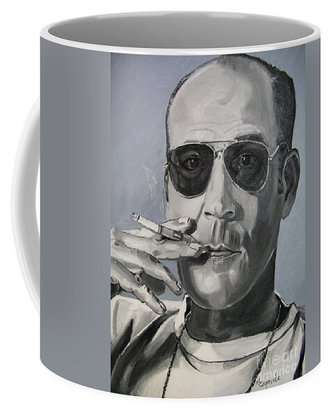 Hunter Thompson Coffee Mug featuring the painting Hunter Thompson by Mary Capriole