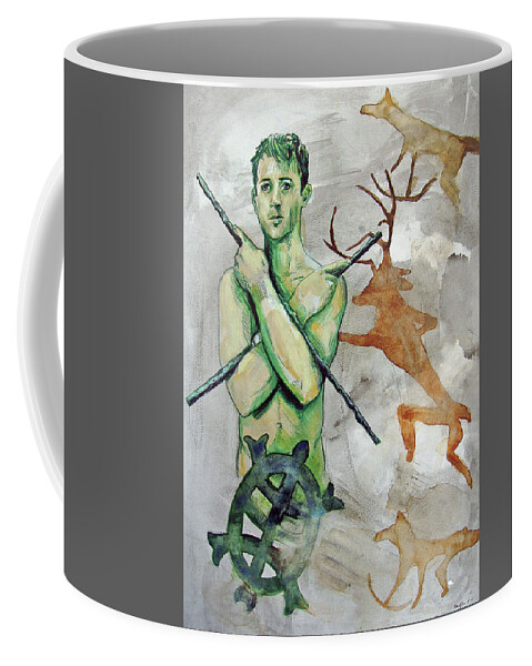 Warrior Coffee Mug featuring the painting Youth Hunting Turtles by Rene Capone