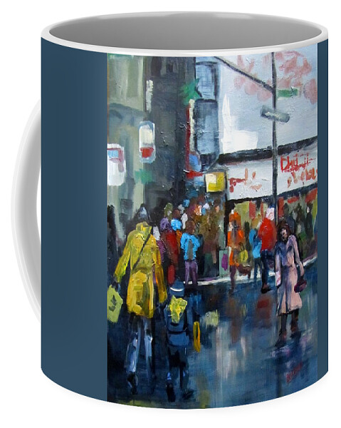 City Coffee Mug featuring the painting Hurry by Barbara O'Toole