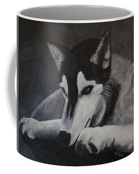 Husky Coffee Mug featuring the painting Husky Resting by Laurel Best