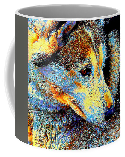 Dogs Coffee Mug featuring the digital art Husky Up Close by DB Hayes