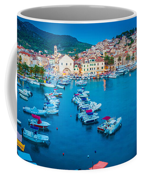Adriatic Coffee Mug featuring the photograph Hvar Panorama by Inge Johnsson