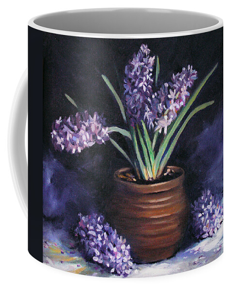 Flowers Coffee Mug featuring the painting Hyacinths in a Pot by Nancy Griswold