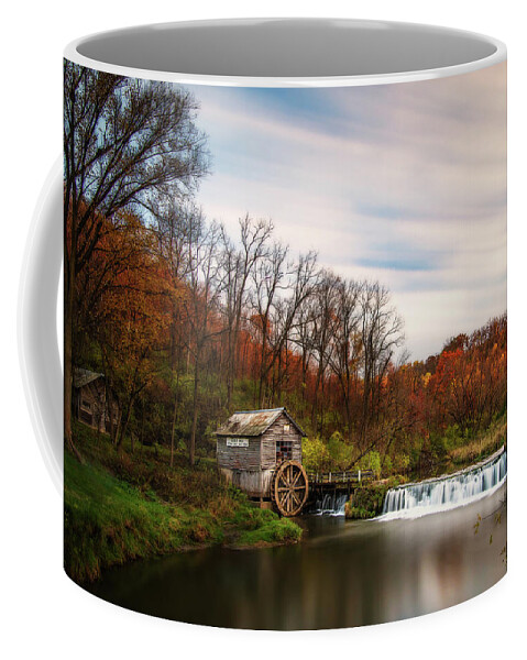 Mill Wisconsin Water Water Mill Historic Autumn Fall Colors Scenic Horizontal Landscape Coffee Mug featuring the photograph Hyde's Mill, Wisconsin by Peter Herman