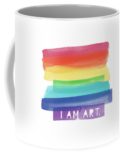 Rainbow Coffee Mug featuring the painting I AM ART Rainbow Stripe- Art by Linda Woods by Linda Woods