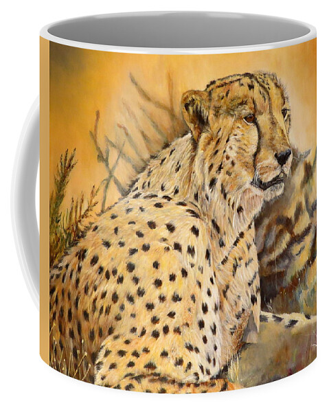 Cheetah Coffee Mug featuring the painting I am Cheetah by Marilyn McNish