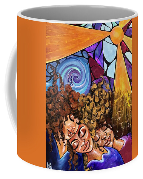 Sister Coffee Mug featuring the painting I am my sisters KEEPER by Artist RiA