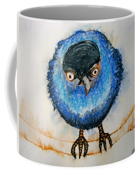Birds Coffee Mug featuring the painting I am not going to take it anymore. by Patricia Arroyo
