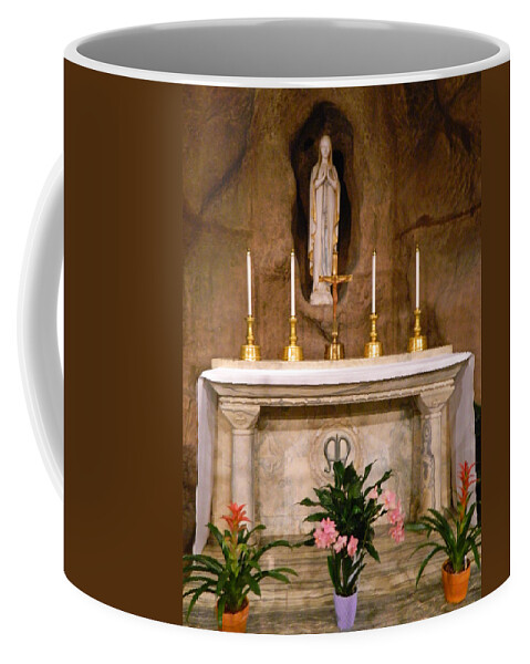 Chapel. Chaples Coffee Mug featuring the photograph I Am The Immaculate Conception - Tiny Chapel On Crypt Level by Emmy Marie Vickers