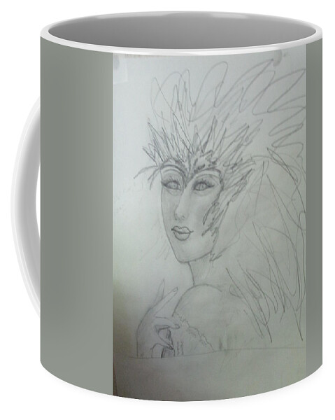 Abstract Arising Renewal Strength Resilience Brave Courage Tenacity Coffee Mug featuring the drawing I Am The Phoenix by Sharyn Winters