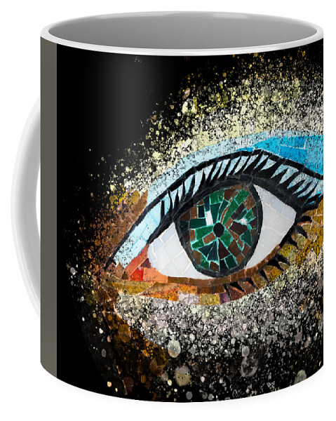 Mosaic Coffee Mug featuring the mixed media I see you by Adriana Zoon