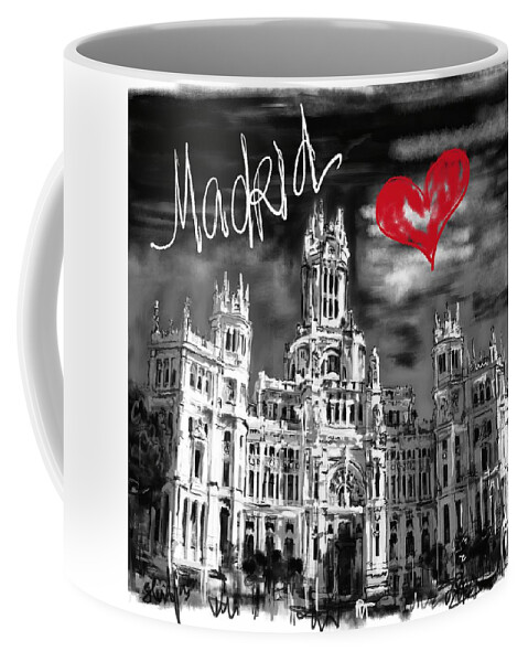 Madrid Coffee Mug featuring the digital art I love Madrid by Sladjana Lazarevic