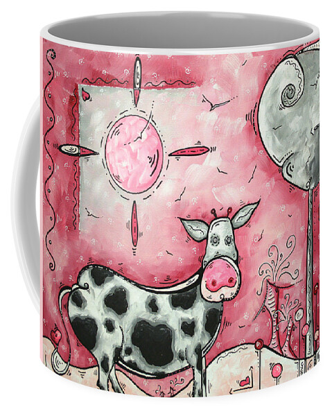 Art Coffee Mug featuring the painting I LOVE MOO Original MADART Painting by Megan Duncanson