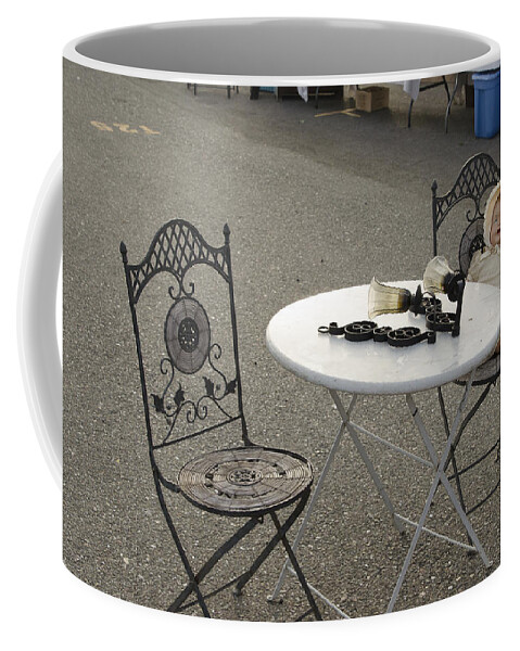 Doll Coffee Mug featuring the photograph I saved you a seat by Erik Burg