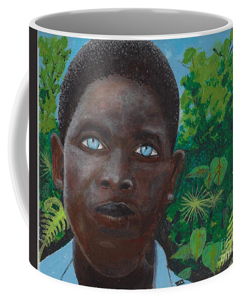 African Coffee Mug featuring the painting I See Fire by David Jackson