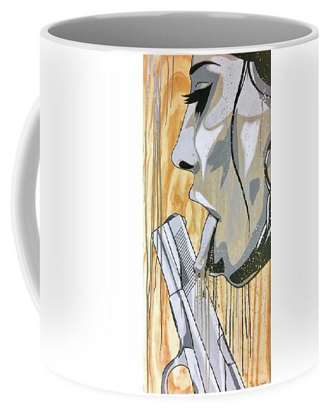 Street Art Coffee Mug featuring the painting I Was A Teenage Hand Model by Bobby Zeik