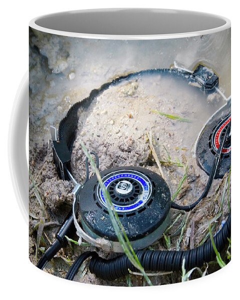 Headphones Coffee Mug featuring the photograph I was cautioned to surrender by Micah Offman