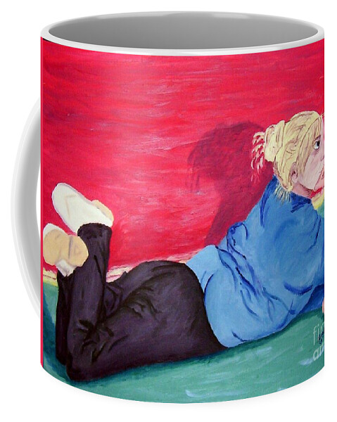 Portrait Coffee Mug featuring the painting I Wonder? by Lisa Rose Musselwhite