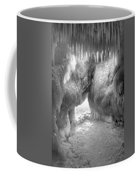 Black & White Coffee Mug featuring the photograph Ice Cave Exit by Frederic A Reinecke