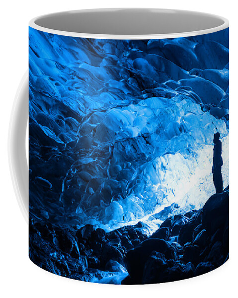 Landscape Coffee Mug featuring the photograph Ice Cave Explorer by Scott Cunningham