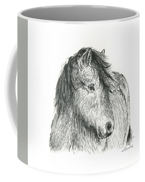 Horse Coffee Mug featuring the drawing Icelandic by Sarah Bevard