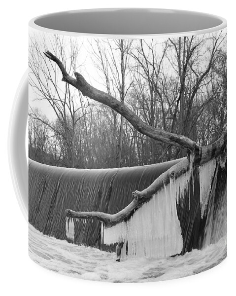 Icicle Coffee Mug featuring the photograph Icicle Laden Branch Over the Waterfall by Christopher Lotito