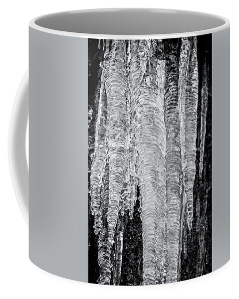 Icicles Coffee Mug featuring the photograph Icicles, No. 2 bw by Belinda Greb