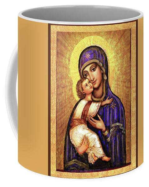Mary And Jesus Coffee Mug featuring the mixed media Icon Madonna by Ananda Vdovic