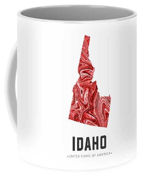 Idaho Coffee Mug featuring the mixed media Idaho Map Art Abstract in Red by Studio Grafiikka