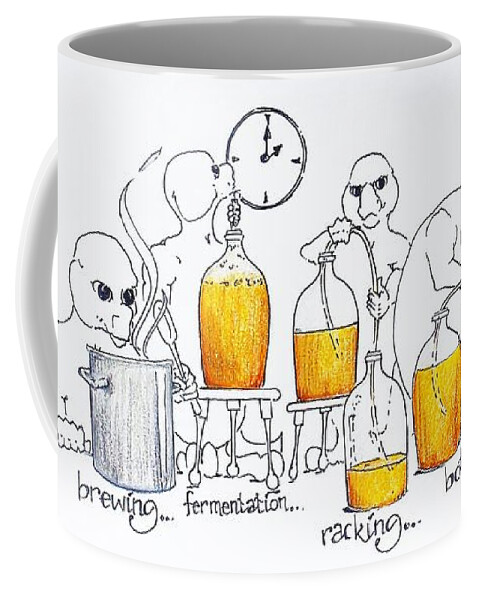 Beer Coffee Mug featuring the drawing Ideas Brewing by K M Pawelec