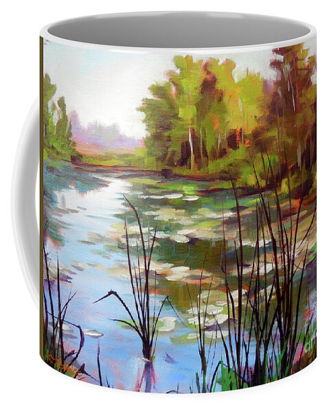 Trees Coffee Mug featuring the painting Idyllic Reflections by K M Pawelec