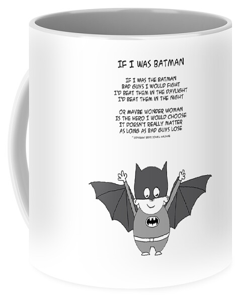 Batman Coffee Mug featuring the drawing If I Was the Batman by John Haldane