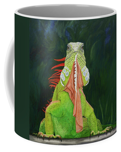 Karen Zuk Rosenblatt Art And Photography Coffee Mug featuring the painting Iguana Dude by Karen Zuk Rosenblatt
