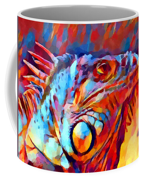 Iguana Watercolor Coffee Mug featuring the painting Iguana Watercolor by Chris Butler