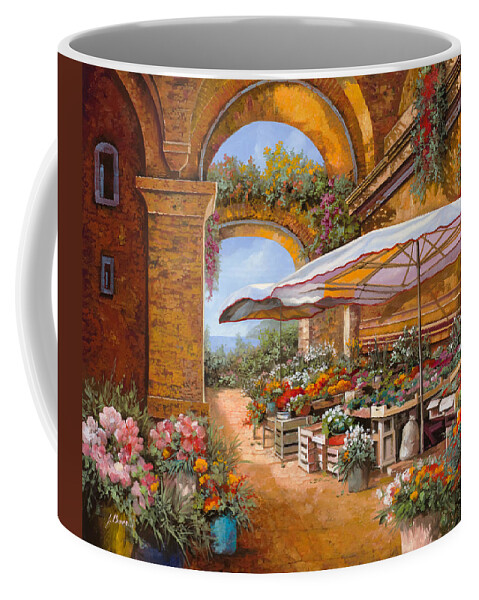 Market Coffee Mug featuring the painting Il Mercato Sotto Le Arcate by Guido Borelli