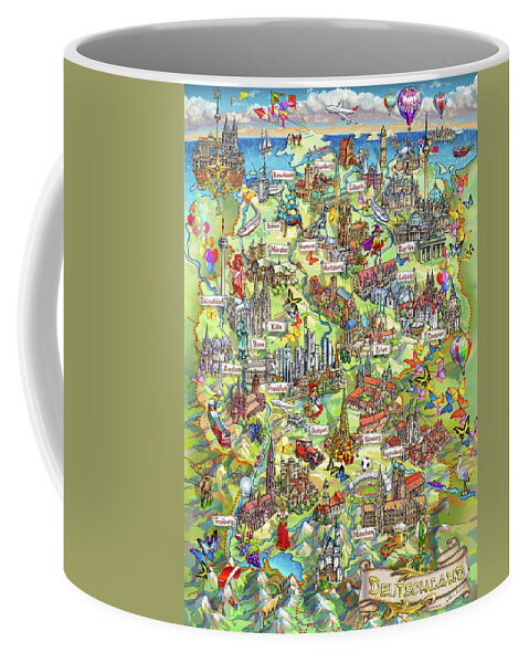 Germany Map Coffee Mug featuring the painting Illustrated Map of Germany by Maria Rabinky